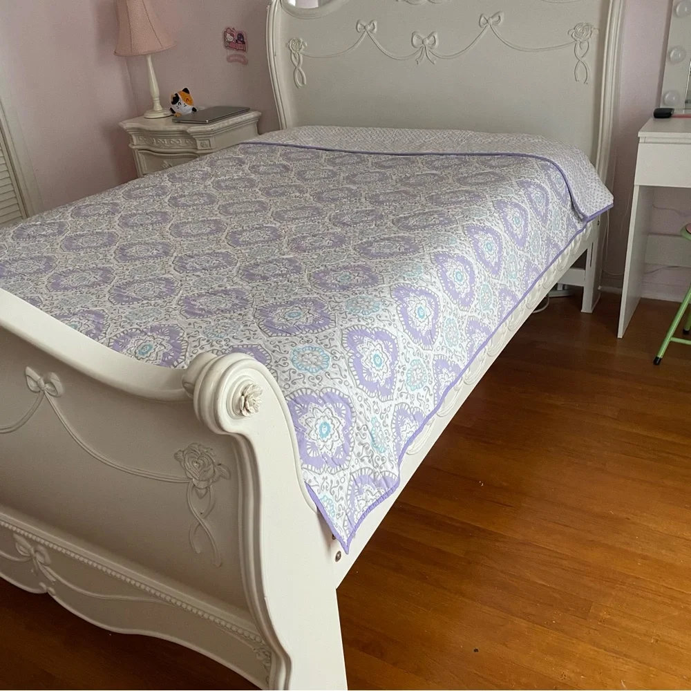 Pottery Barn Kids Lavender Dots and White Quilt and Sham Set